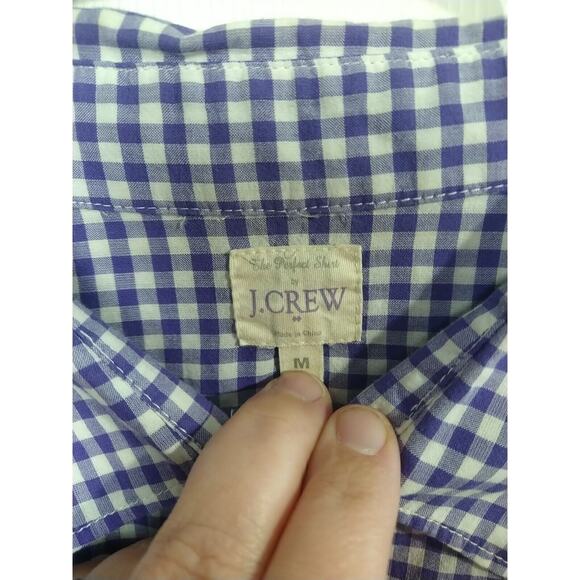 J. Crew Woman M The Perfect Shirt Purple Check Casual Long Sleeve - Picture 8 of 8